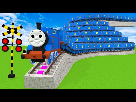 [踏切アニメ] あぶない電車 THOMAS TRAIN Climbing Pyramid 🚦Fumikiri3D Railroad Crossing Animation