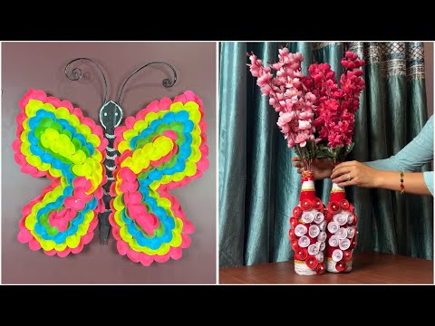 DIY Butterfly Wall Art and Decorative Bottle Vases | Beautiful Craft Ideas