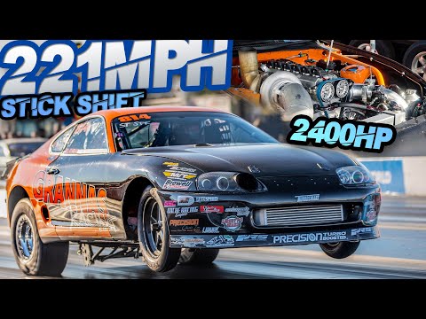 2400HP Stick Shift Supra SCREAMS 11,000RPM to 221MPH | FASTEST H-Pattern in the WORLD!