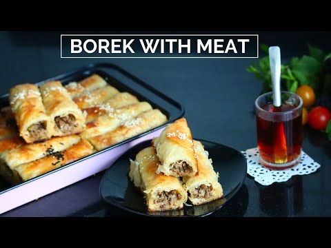 Borek with meat - Easy borek - Filo(phylo pastry) stuffed with meat - Turkish meat pie - بورك باللحم