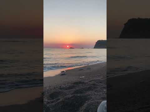 Beautiful sunset view at Buljarica beach in Montenegro filled with relaxing sounds of the sea.