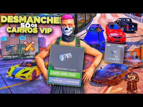 CAÇADOR DE CARROS VIP E FUI DESMANCHAR com M0D MENU no GTA RP