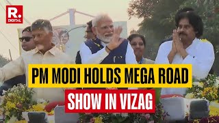 PM Modi's Mega Roadshow In Vishakhapatnam, To Lay Foundation Stone Of Green Hydrogen Hub Project