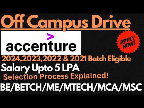 Accenture Off Campus Drive for Freshers 2024,2023,2022 & 2021 Batch Eligible 🔥🔥