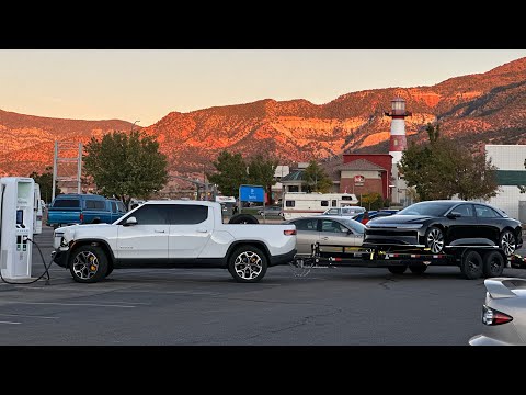 Rivian R1T Towing Lucid Air Over 1,000 Miles To California! Pt.1