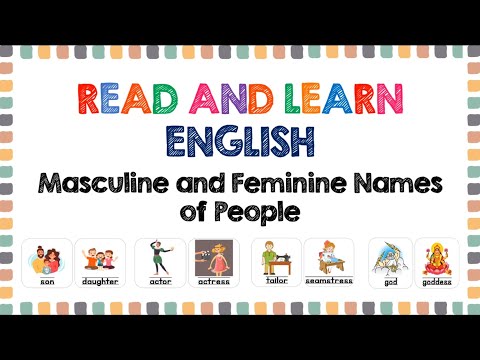 Masculine and Feminine Nouns 1 | Reading for Grade 1, Grade 2, and Grade 3 | English Words for Kids