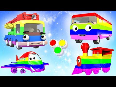 🚍✈️🚂🚒 Kids Learning Colors with Fun Vehicle Paintings - Panda Bo Nursery Rhymes & Finger Family