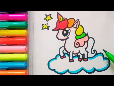 Drawing and Painting  Unicorn with Stars  for Kids & Toddlers | Simple Drawing, Coloring #drawing