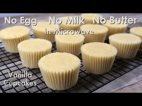 Super Moist Vanilla Cupcakes in microwave | No Egg No Milk No Butter Cake | ASMR Cooking