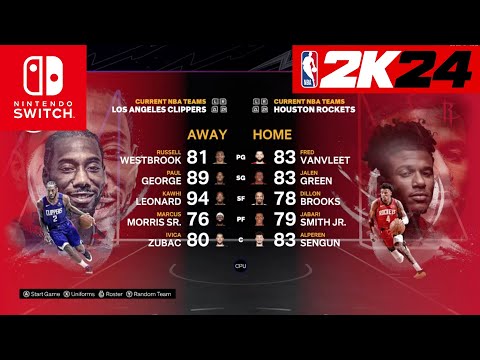 NBA 2k24 Nintendo Switch - Los Angeles Clippers Vs Houston Rockets Full Gameplay