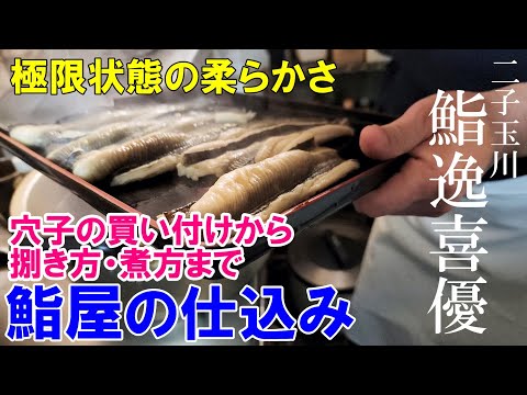 【穴子の仕込み】名店鮨屋のリアル買付け・捌き・煮方～二子玉川鮨逸喜優　大将から教わる職人技の数々～