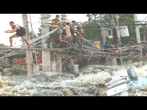 Typhoon Carina is Drowning the Philippines! Flood in Quezon city, Manila. Typhoon Gaemi