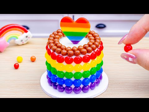 How To Make Tasty Mini Rainbow Cake 🌈 Satisfying Cake Decorating Hacks by Lotus Cakes