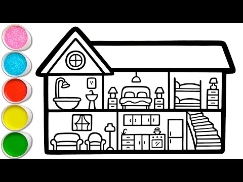 Lovely Dollhouse Picture Drawing, Painting, Coloring for Kids, Toddlers | Learn Furniture Names #360