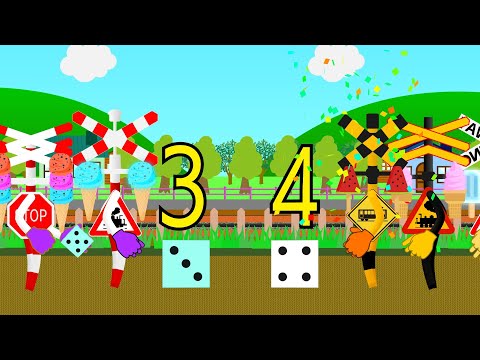 サイコロの数字を学ぶ踏切アニメ | Rolling to Learn Numbers with Dice for Kids