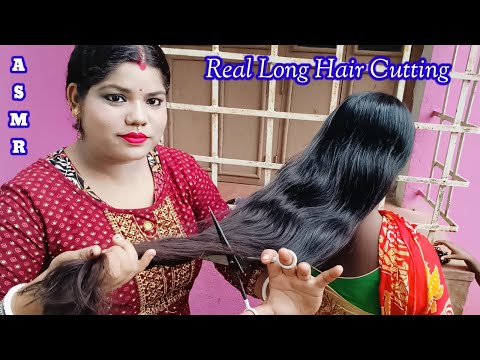 ASMR~ Fast & Aggressive Doing My Aunty Real Long Hair Cutting ( Relaxing) @asmrsangi7044 ✂️💇