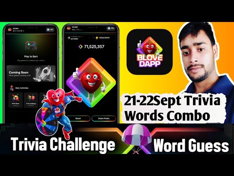 21 Sept BLove Trivia & Words Guess Combo | blove dapp trivia | blove dapp word combo