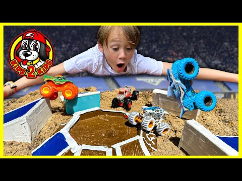 SUPER Monster Truck Toys COMPILATION 3 - Obstacle Course, Racing & DIY Arena Freestyle Challenge