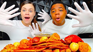 TRY NOT TO GET A STAIN SEAFOOD BOIL MUKBANG CHALLENGE!! **PART 3**