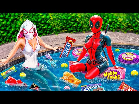 How to Sneak Sweets into a Water Park! Deadpool vs Wolverine!