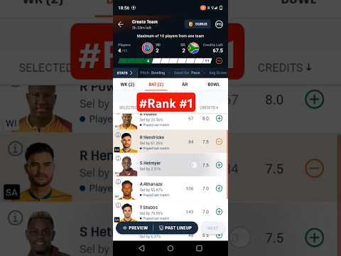 wi vs sa dream11 team kaise banaye || wi vs sa dream11Team  #dream11team #t20dream11prediction