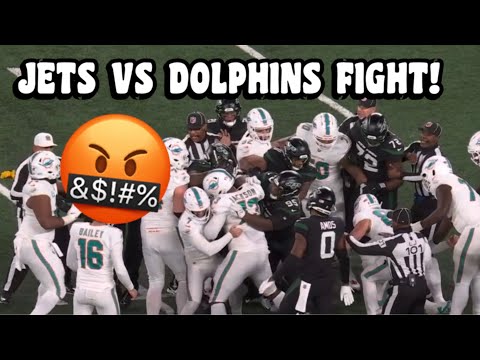 Jets Vs Dolphins FIGHT 😨🤬👀 Jets Vs Dolphins 2023 highlights