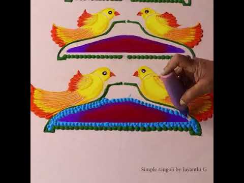 Simple Birds Rangoli Designs using Hanger#rangoli #Simplerangoli