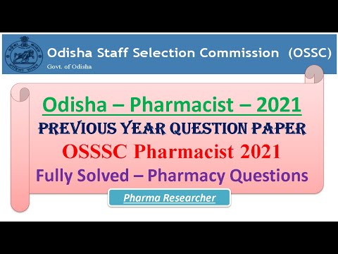 Odisha Pharmacist Previous year question paper 2021 OSSSC pharmacist #pharmacist #osssc