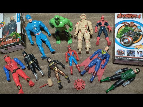 AVENGERS TOYS, UNBOXING, ACTION FIGURES, THOR VS SPIDERMAN, BATMAN VS HULK VS GREEN LANTERN