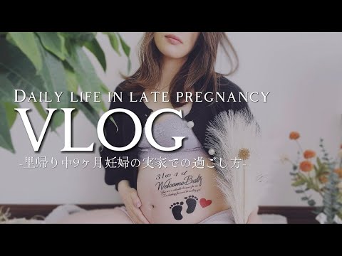 【妊娠後期vlog】30代前半🤰体重管理のため適度な運動を頑張る9ヶ月妊婦の日常💪里帰り出産｜セルフマタニティフォト