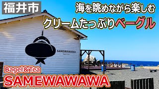 【福井のグルメ】海沿いの景色最高なベーグルとお茶のお店「SAMEWAWAWA」さんのベーグルは、クリームの海に潜ってた！！　カフェ　海　テイクアウト　パン