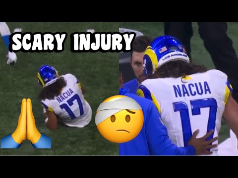 Puka Nacua SCARY KNEE INJURY 😬🤕 Rams Vs Lions 2024 highlights