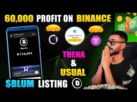 60,000 Profit On Binance 🤑 || Blum Airdrop LIsting Update || Thena & Usual Airdrop List On Binance