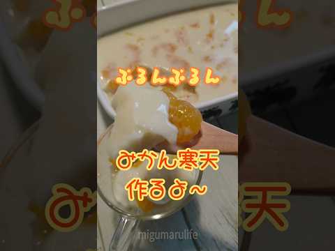 豆乳で作るぷるんぷるんのみかん寒天だよ♪#みかん寒天 #豆乳寒天 #ミルク寒天 #おやつ