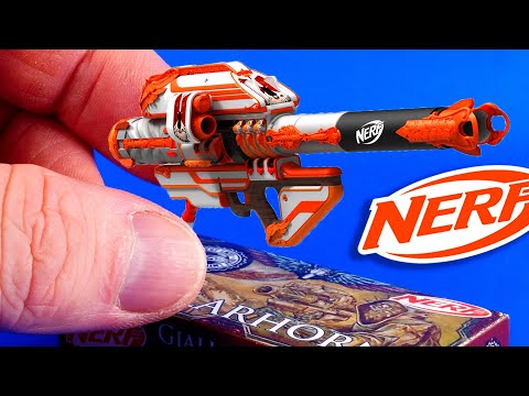 DIY Miniature Nerf Gjallarhorn gun How to make | DollHouse | No Polymer Clay! Unboxing