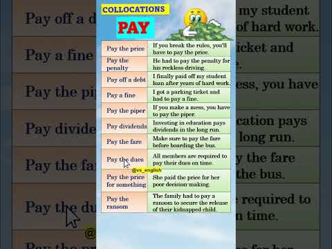 English Collocations with "PAY" | IMPORTANT COLLOCATIONS #collocations #shorts VS ENGLISH