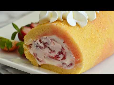 Strawberry and Mascarpone Cream Cake Roll Recipe