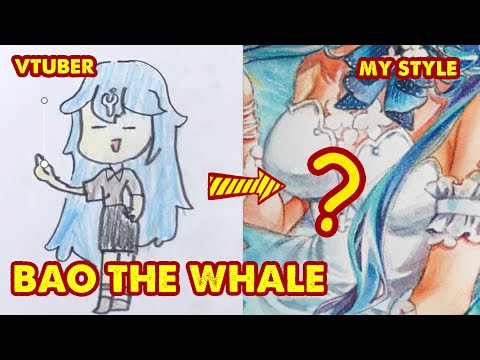 Draw VTUBER  " Bao The Whale" in My Style | Huta Chan