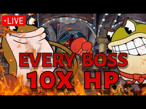 *LIVE* Beating Cuphead EXPERT mode but every boss has 10X HP || The Chickeninja Mod (Stream 2)