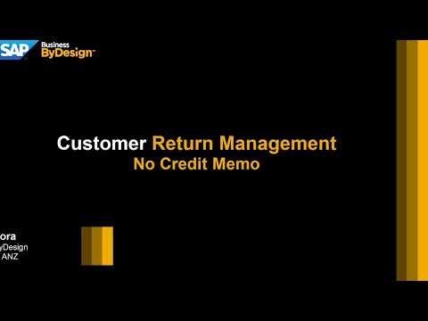 No Credit Memo, Customer Return Management in SAP Business ByDesign