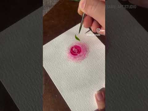 (Most Requested) Easy Watercolor Rose For Beginners In 1 Minutes (NO SPEEDUP).  #art #smallbuissness