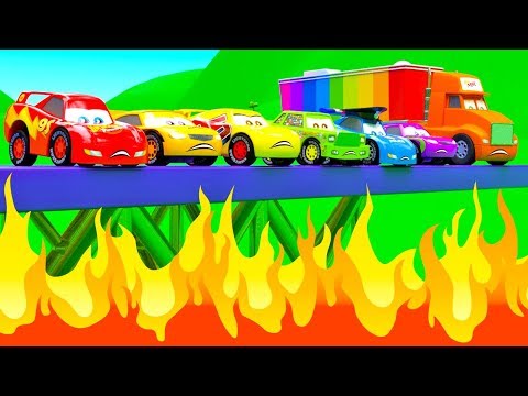 McQueen Cars Friends In Fire Trouble - Dangerous Jumps Part 1