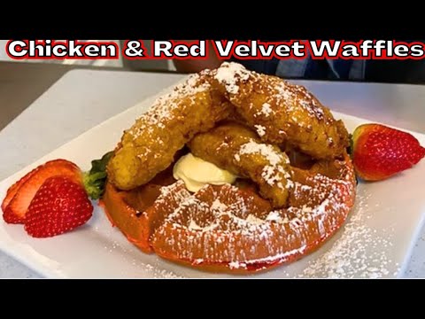 How To Make Beautiful Red Velvet Chicken And Waffles