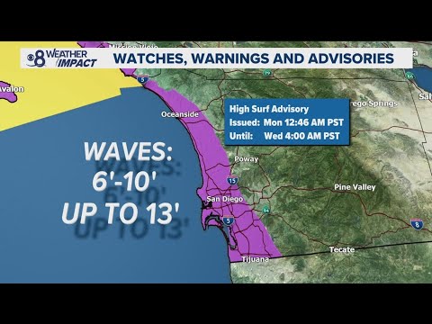 High Surf Advisory for entire San Diego coastline through Christmas Day