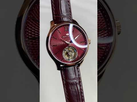 Sea-Gull Tourbillon Watch with silicon hairspring. Guilloche Pattern. Ref. 518.57.8841  海鸥陀飞轮 硅游丝 玑镂