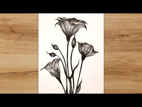 Gentian Flower Drawing | How to Draw Flowers | Drawing Tutorial