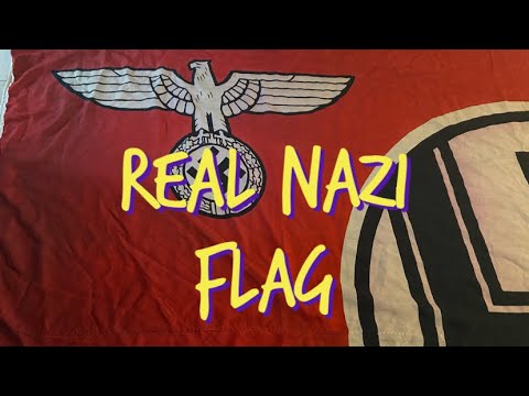 Huge Rare Nazi  State Party Flag Flown on Nazi State Building During WWII Hitlers Flag Of Germany!