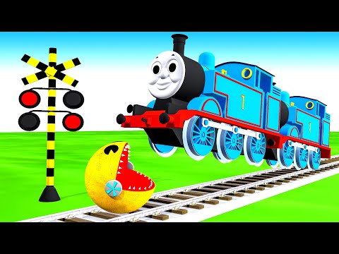 【踏切アニメ】あぶない電車 TRAIN THOMAS 🚦 Fumikiri 3D Railroad Crossing Animation #KeretaApi #2024