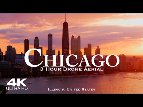 [4K] CHICAGO 2024 🇺🇸 3 Hour Drone Aerial Relaxation Film | Illinois USA United States America