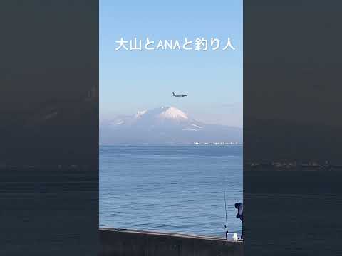 大山とANAと釣り人